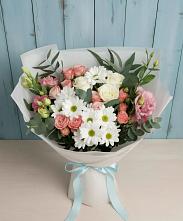 Букет цветов из:  Розы, Лизиантусы и Хризантемы в Васильевке