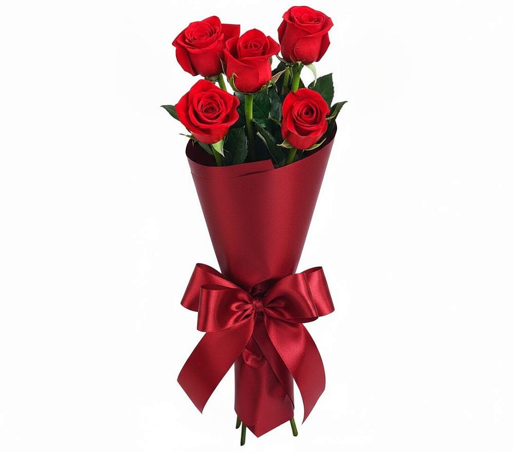 Букет 5 Красных роз Эдлесс Лав в Васильевке