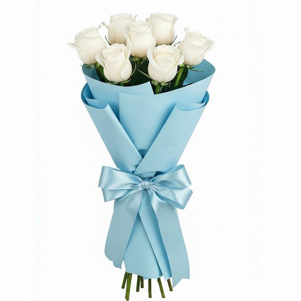 Букет 7 белых роз Проуд в Васильевке