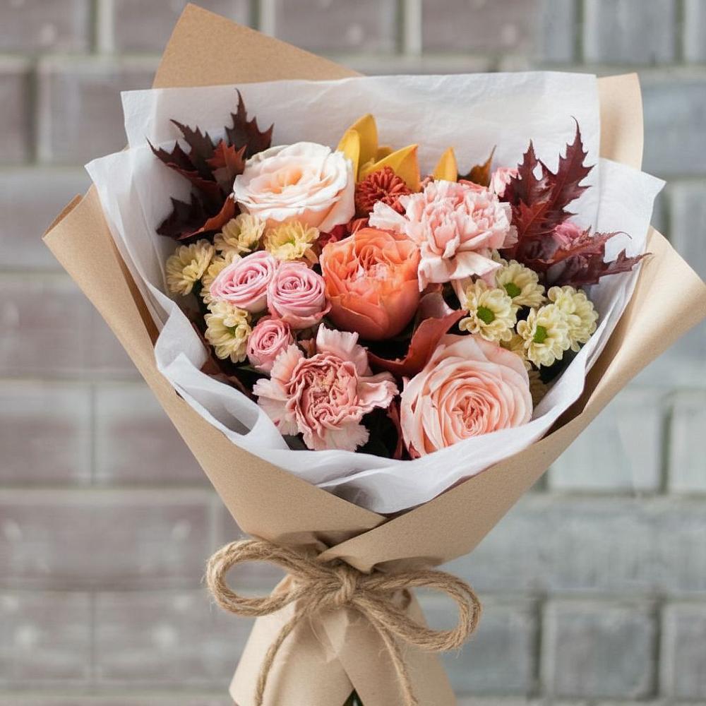 Букет цветов из: Гвоздики, Хризантемы и Розы в Васильевке