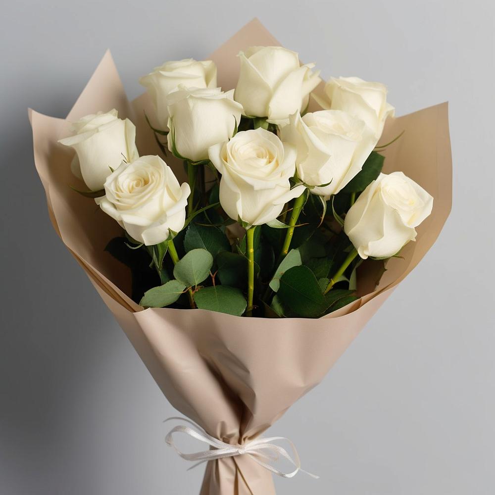 Букет 9 Белых роз Эдлесс Лав в Васильевке