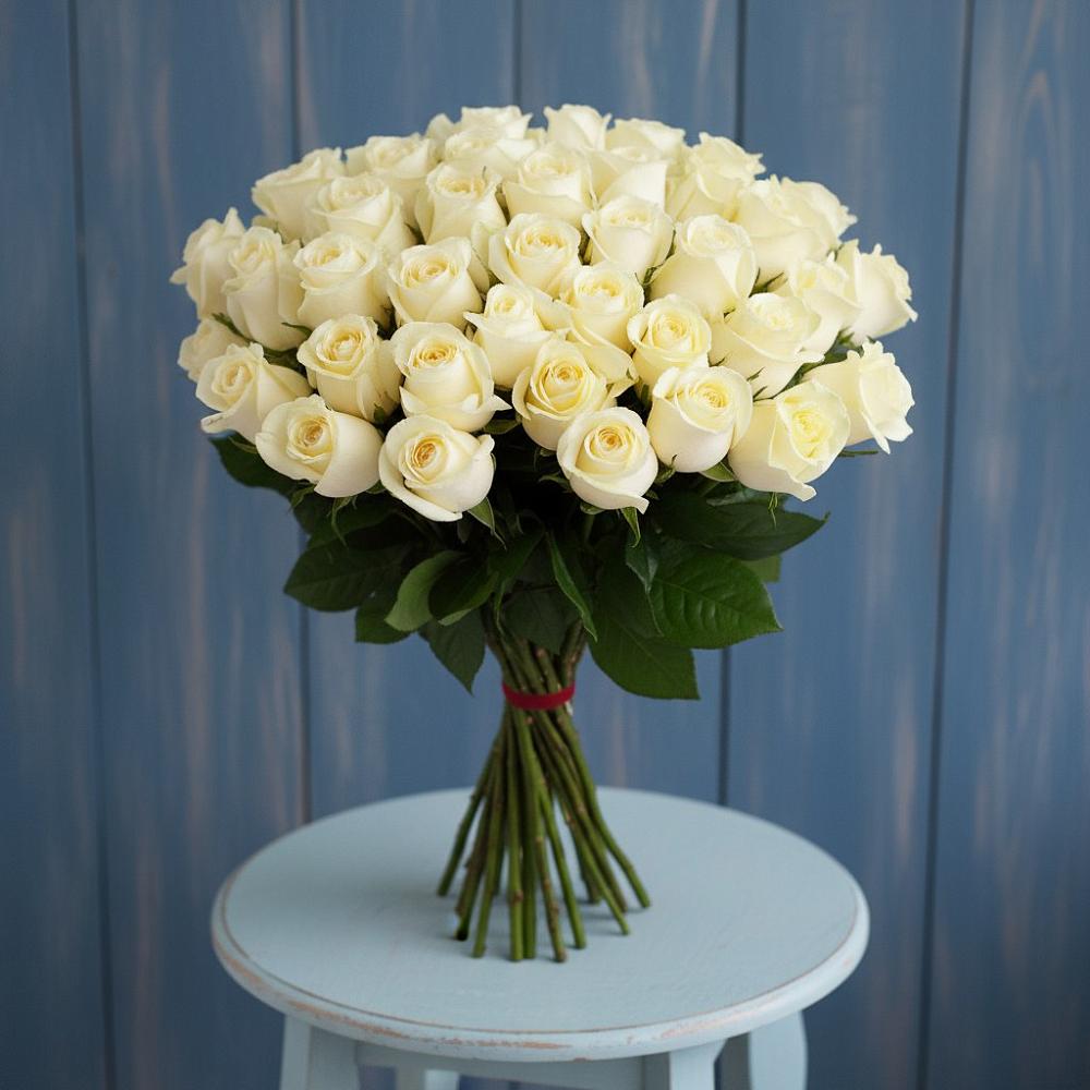 Букет 51 Белая роза Эдлесс Лав в Васильевке