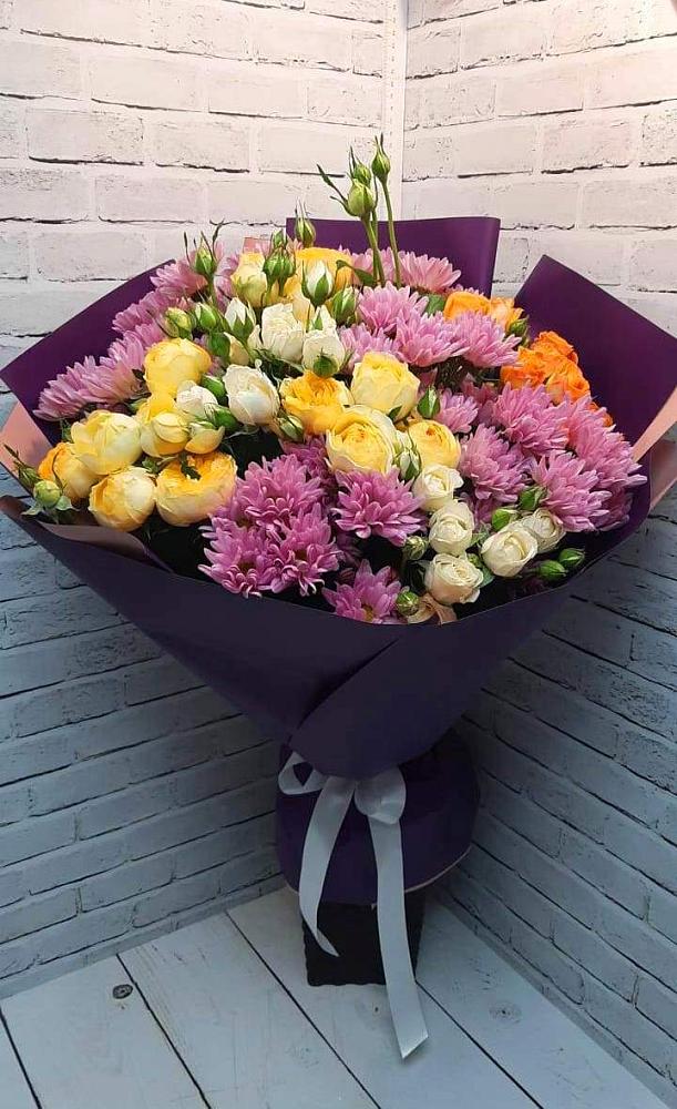 Букет цветов из: Хризантемы и Розы в Васильевке