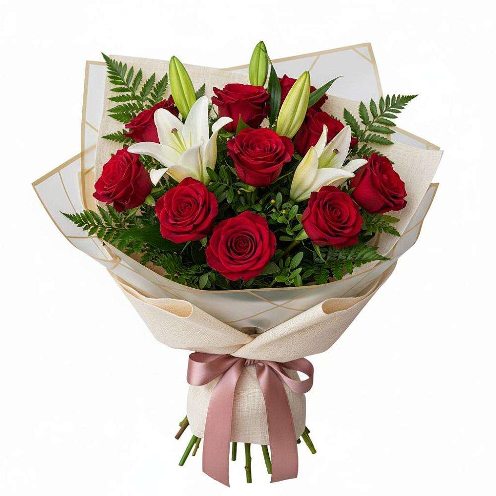 Букет цветов из: Лилии и Розы в Васильевке