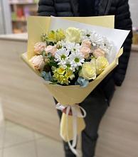 Букет цветов из:  Альстромерии, Розы и Хризантемы #REPLACE_PRED# Васильевке