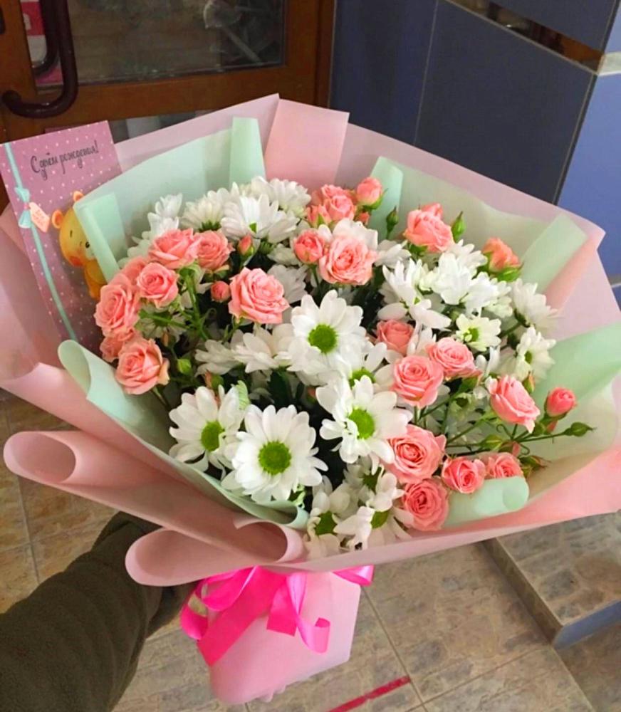 Букет цветов из: Розы и Хризантемы в Васильевке
