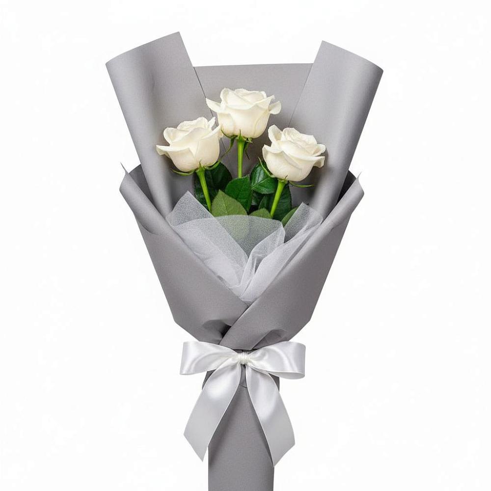 Букет 3 белые розы в Васильевке