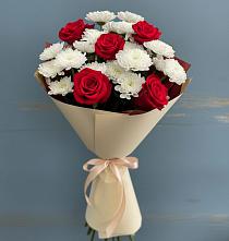 Букет цветов из:  Розы и Хризантемы в Васильевке