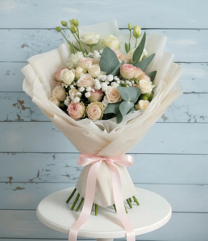 Букет цветов из: Розы и Лизиантусы в Васильевке