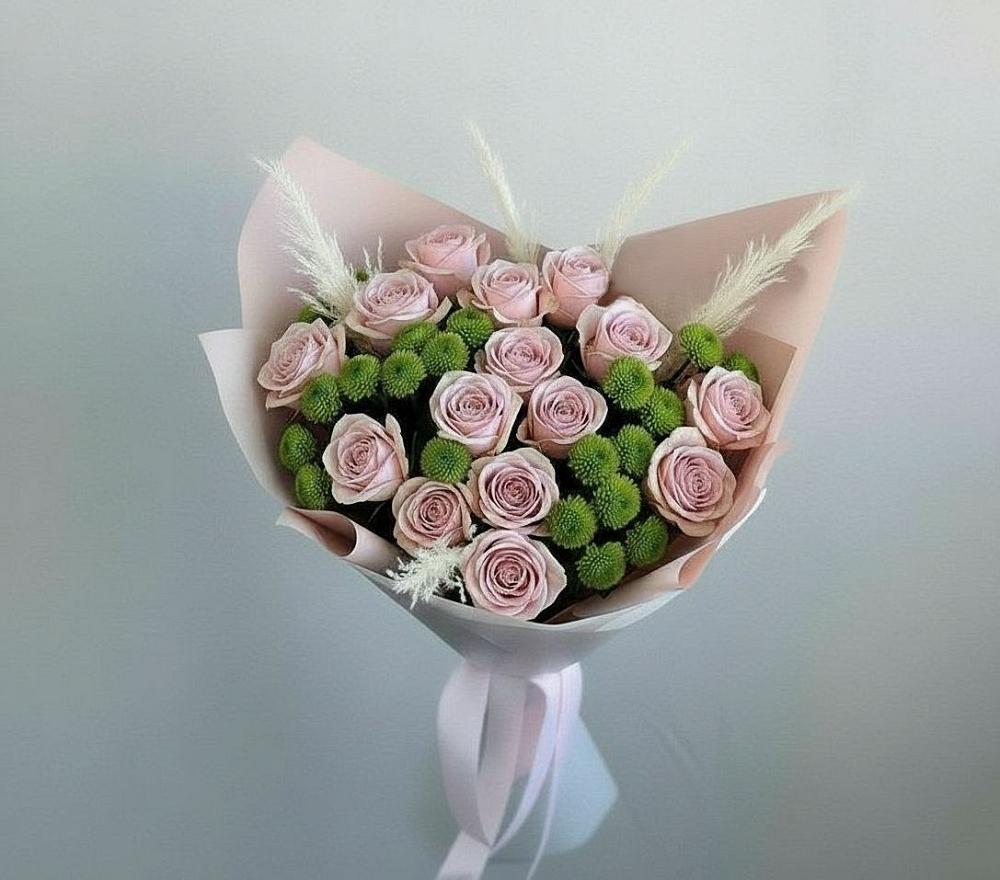 Букет цветов из: Розы и Хризантемы в Васильевке