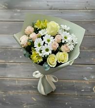 Букет цветов из:  Альстромерии, Розы и Хризантемы в Васильевке