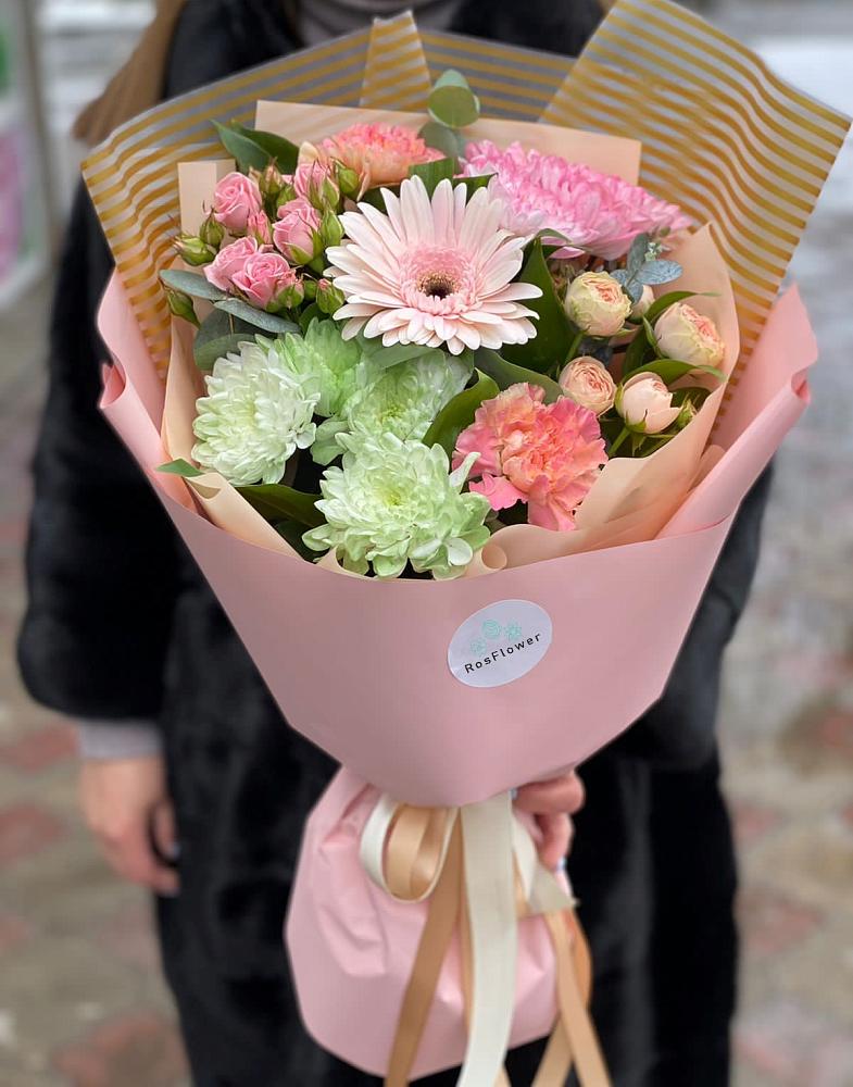 Букет цветов из: Герберы, Хризантемы и Розы в Васильевке