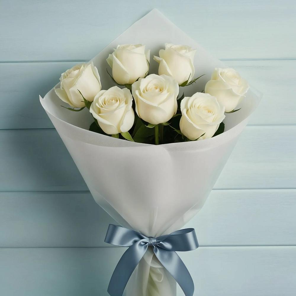 Букет 7 Белых роз Эдлесс Лав в Васильевке