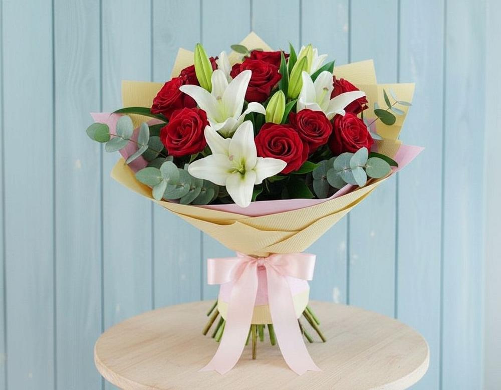 Букет цветов из: Лилии и Розы в Васильевке